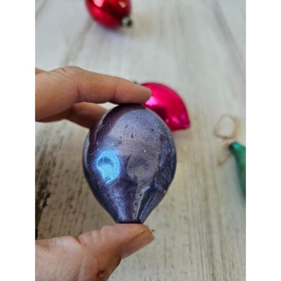 Vintage glass mercury teardrop ornament set pink red blue green - Picture 5 of 9